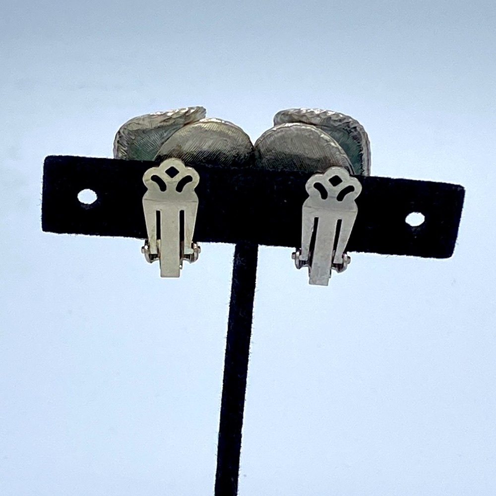Vintage Light Blue AB Rhinestone Clip/On Earrings - Picture 4 of 4